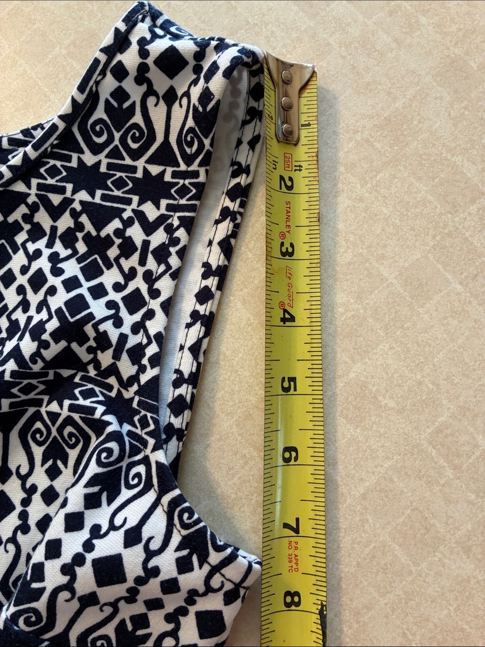 Talbots Navy and White Sleeveless Fit-and-Flare Dress - Picture 9 of 12